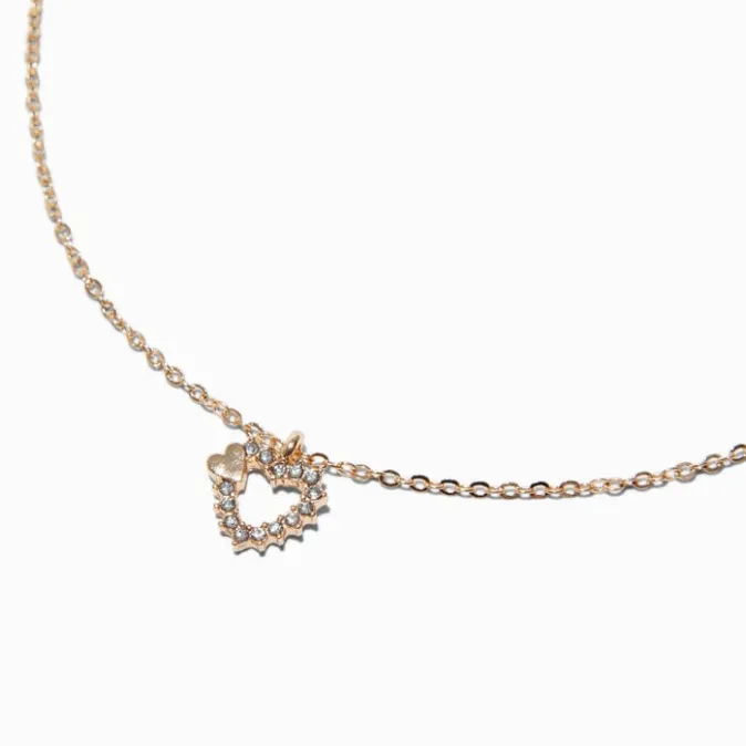 ICING Gold-tone Crystal Heart Pendant Necklace