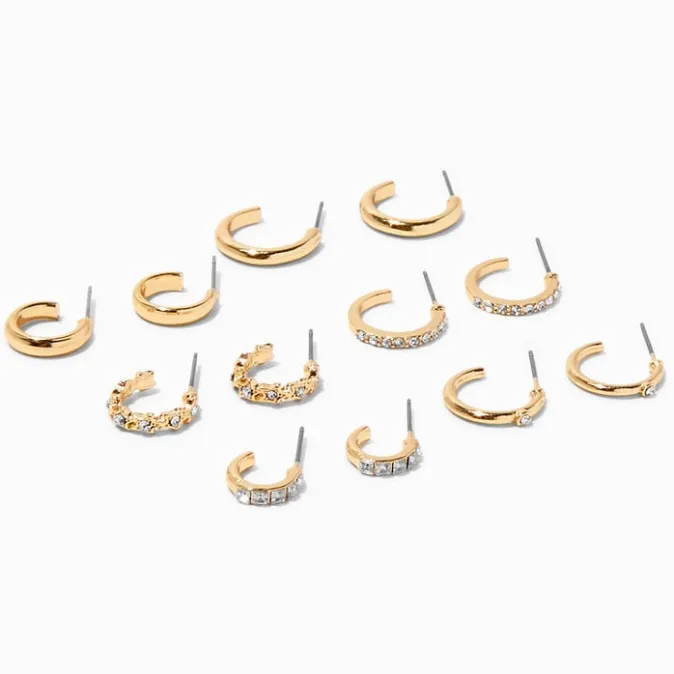 ICING Gold-tone Crystal Hoops - 6 Pack