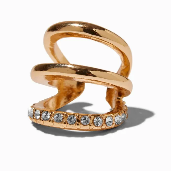 ICING Gold-tone Crystal Stacked Ear Cuff