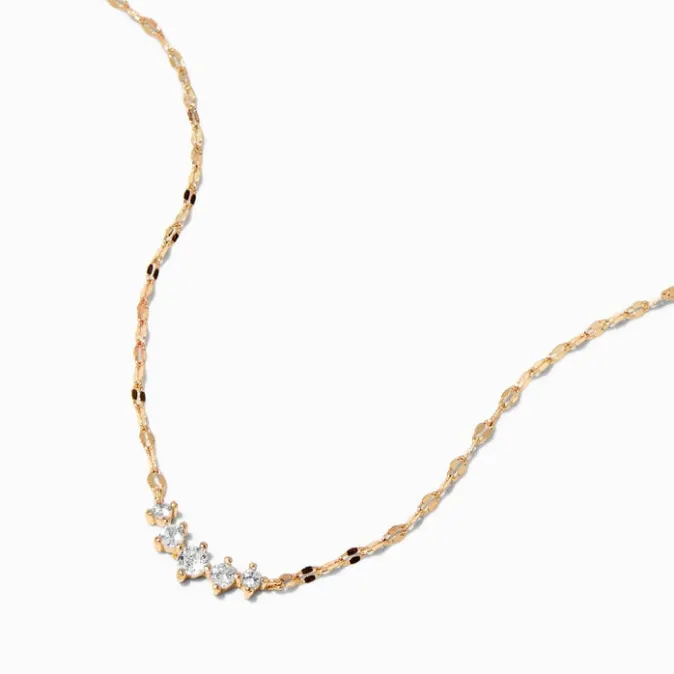 ICING Gold-tone Cubic Zirconia Inline Crescent Pendant Necklace
