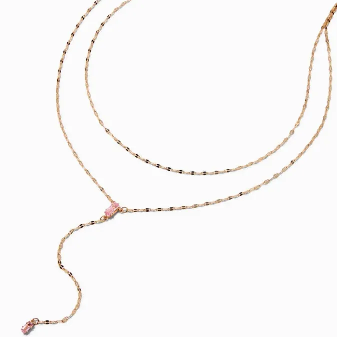 ICING Gold-tone Cubic Zirconia Multi Strand Y-Neck Necklace