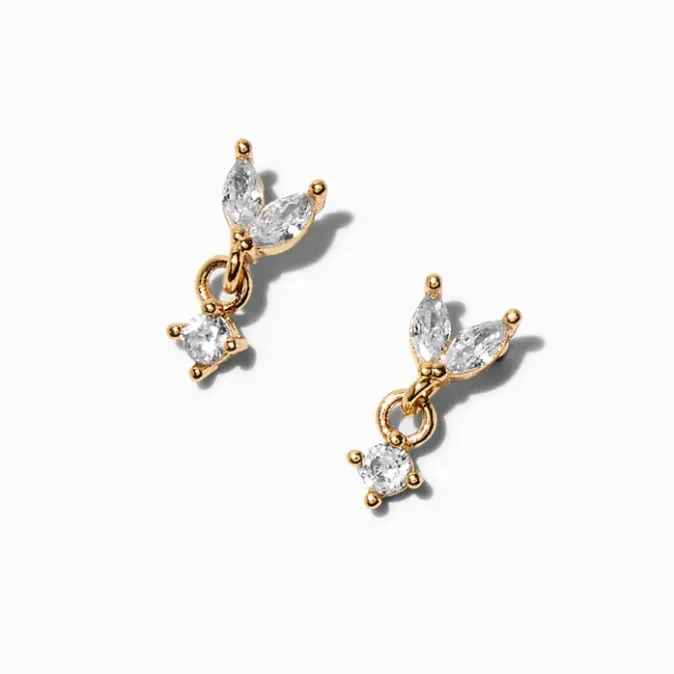 ICING Gold-tone Cubic Zirconia Marquise Stud Earrings
