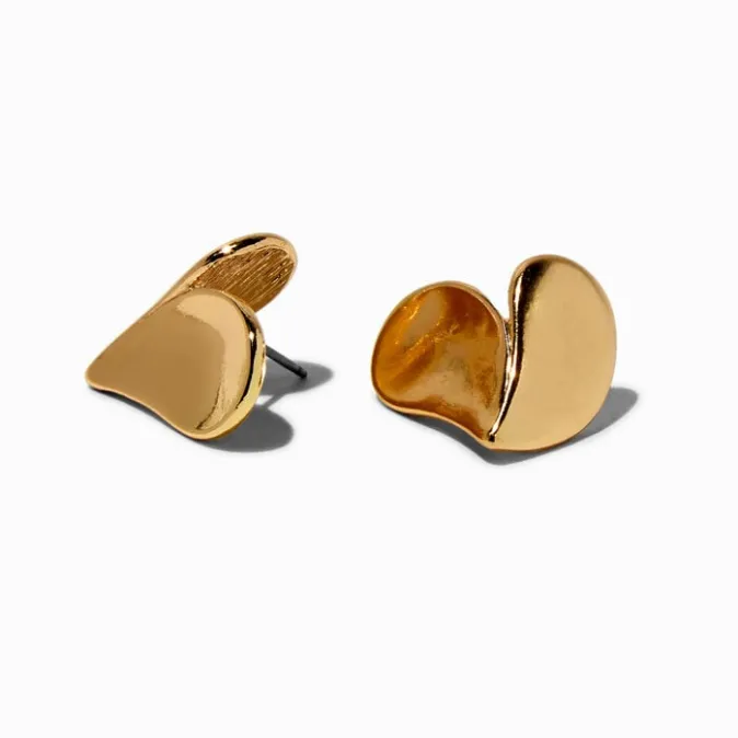 ICING Gold-tone 3D Heart Stud Earrings