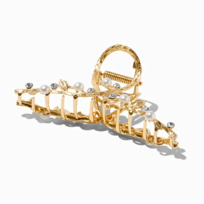 ICING Gold-tone Embellished Pearl Branch Hair Claw