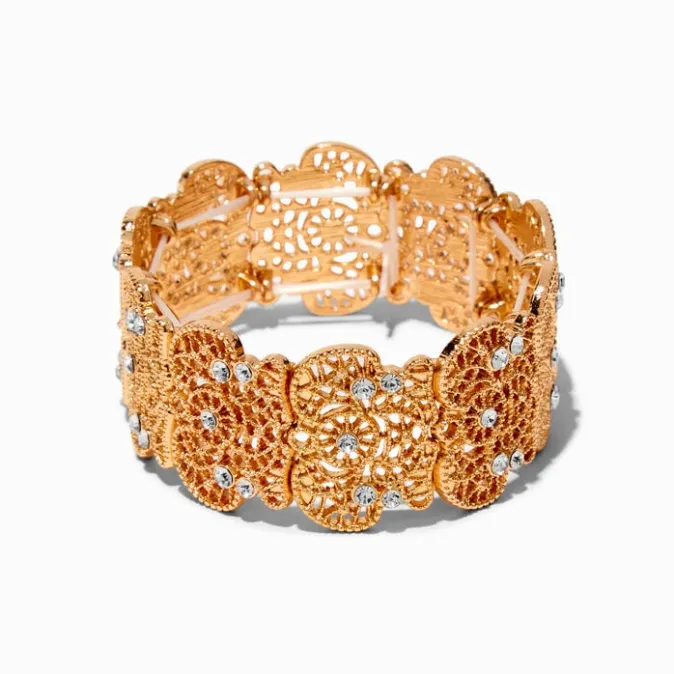 ICING Gold-tone Filigree Stretch Bracelet
