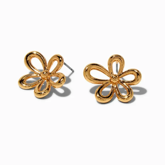 ICING Gold-tone Flower Burst Outline Stud Earrings
