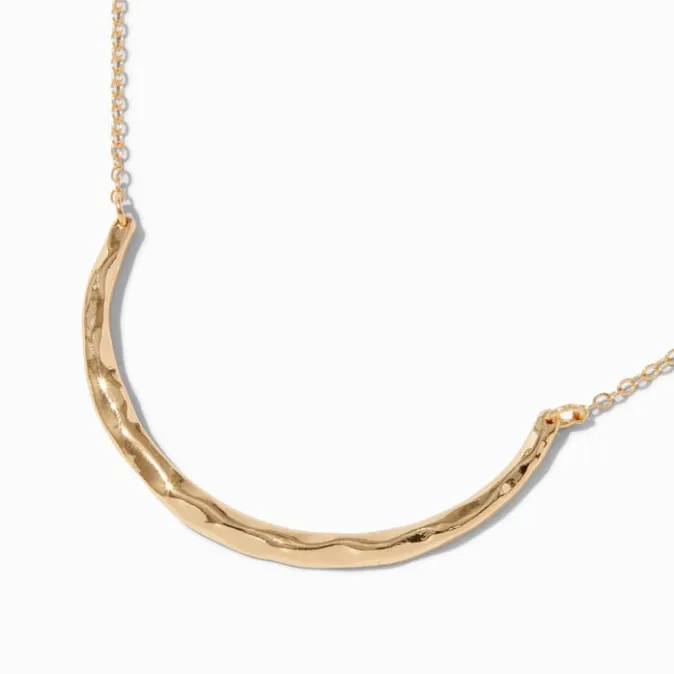 ICING Gold-tone Hammered Bar Pendant Necklace