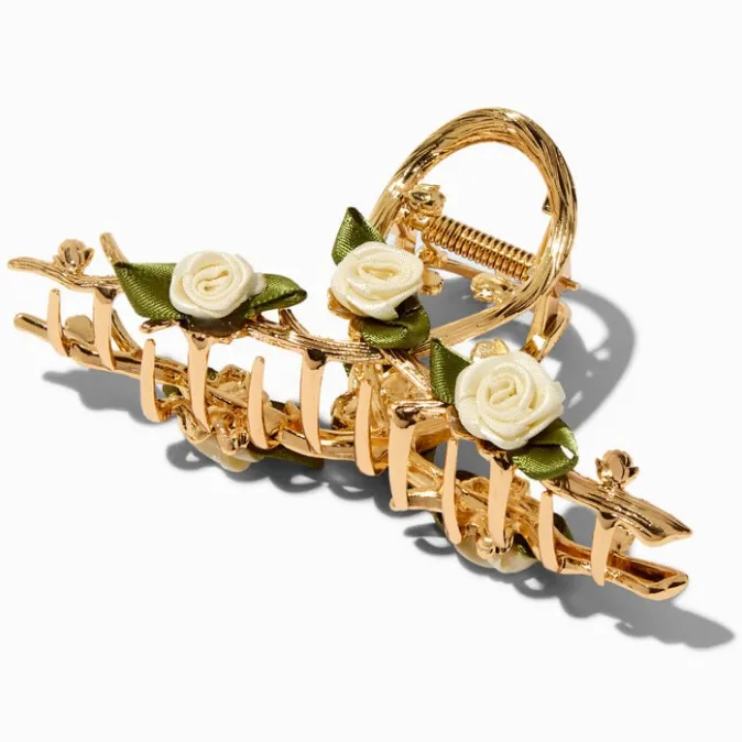 ICING Gold-tone Ivory Rose Embellished Hair Claw
