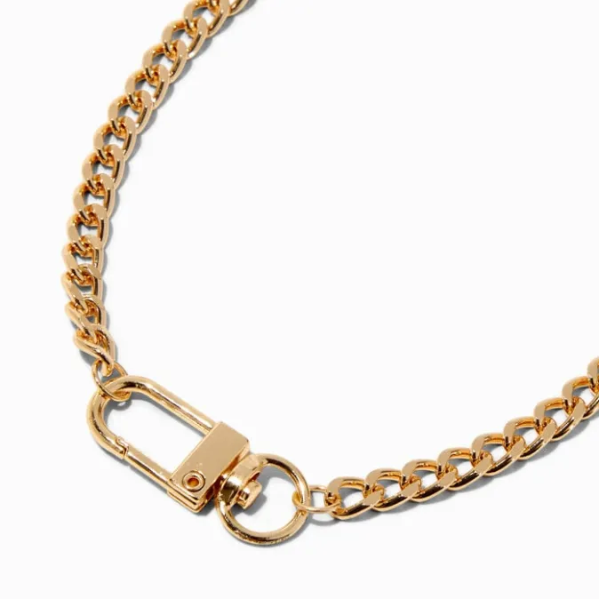 ICING Gold-tone Mega Clasp Chain Necklace
