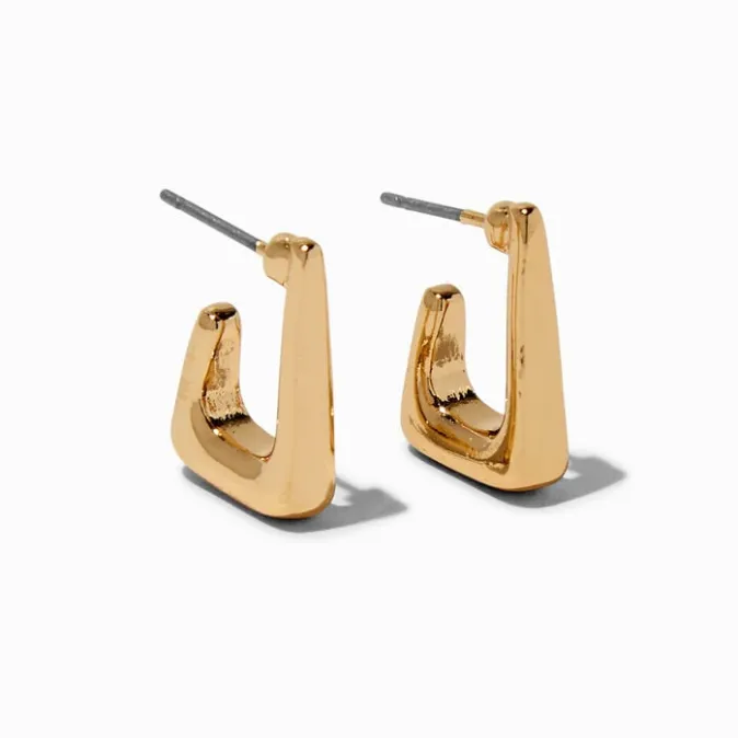 ICING Gold-tone 15MM Rectangular Tube Hoop Earrings