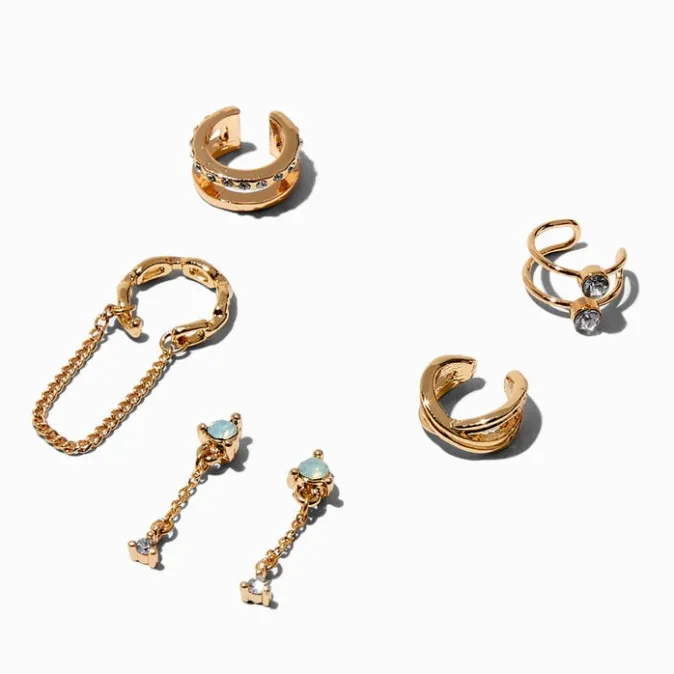 ICING Gold-tone Opal Cuff Earring Stackables - 6 Pack