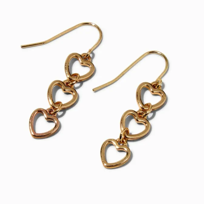 ICING Gold-tone Open Heart Linear 1" Drop Earrings
