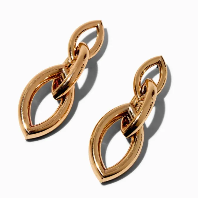 ICING Gold-tone Oval Chain Link 2" Drop Earrings