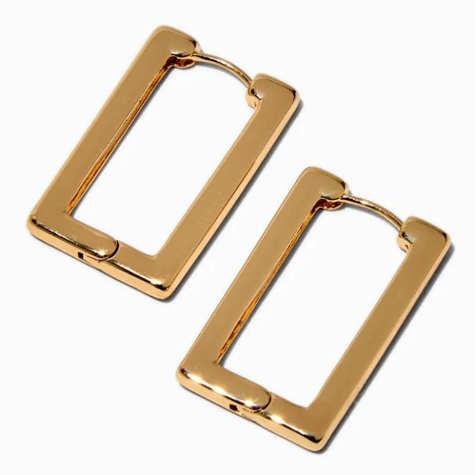 ICING Gold-tone Rectangular Clicker Hoop Earrings