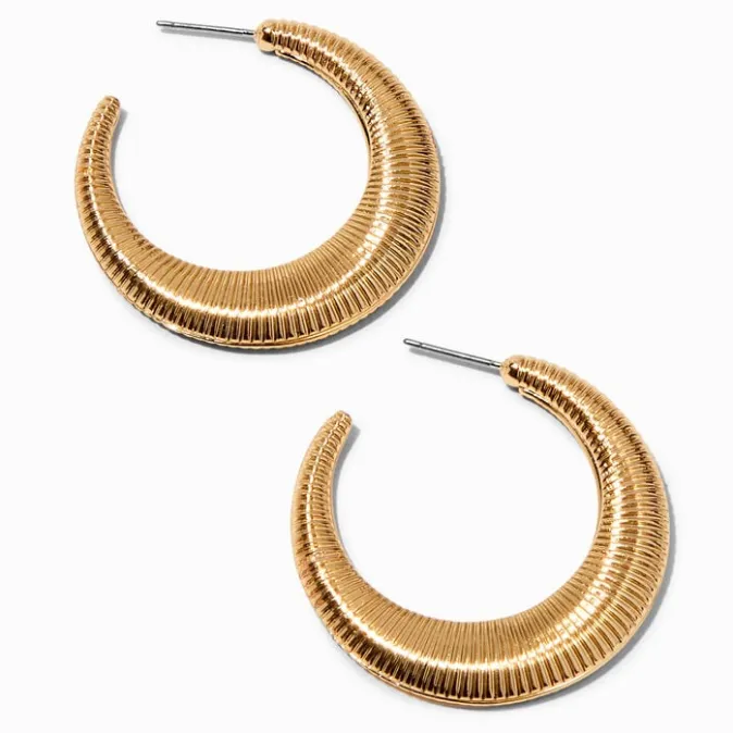 ICING Gold-tone Ridged 40MM Hoop Earrings