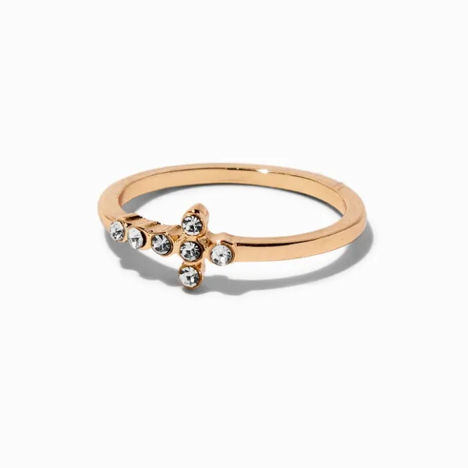 ICING Gold-tone Side Cross Ring