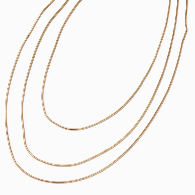 ICING Gold-tone Snake Chain Extended Length Multi-Strand Necklace