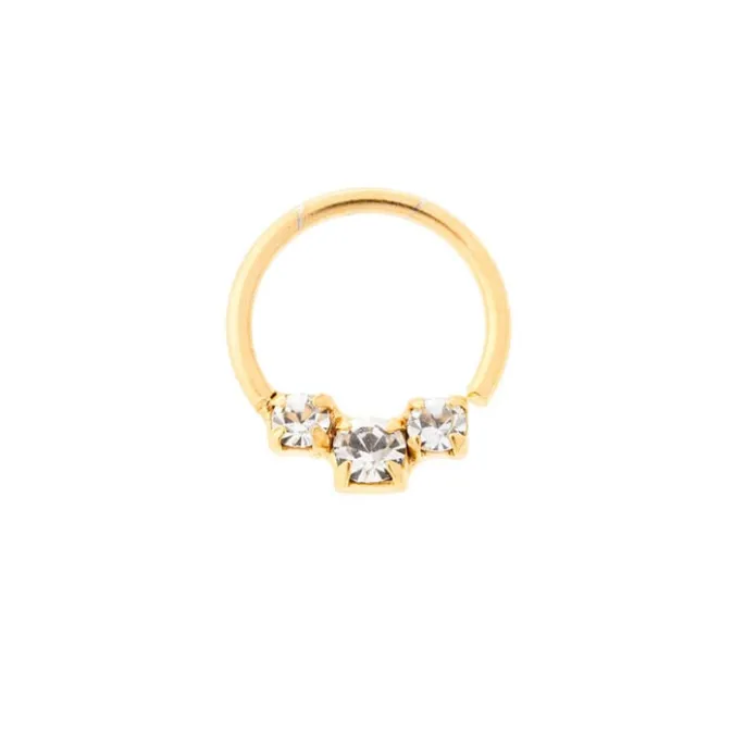 ICING Gold-tone Sterling Silver Triple Crystal 20G Helix Hoop Earring