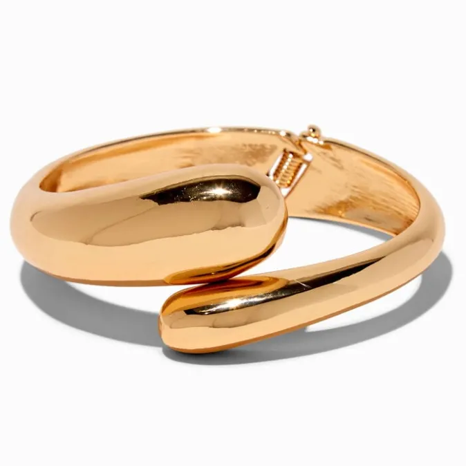 ICING Gold-tone Thick Double Molten Cuff Bracelet