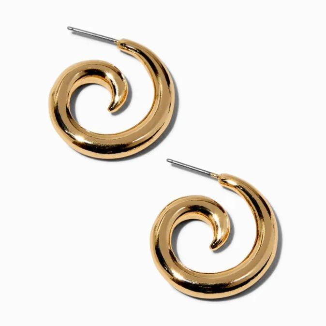 ICING Gold-tone Thick Swirl Hoop Earrings