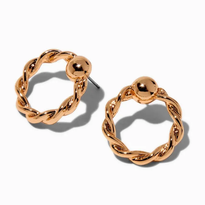 ICING Gold-tone Twisted Doorknocker 1" Drop Earrings