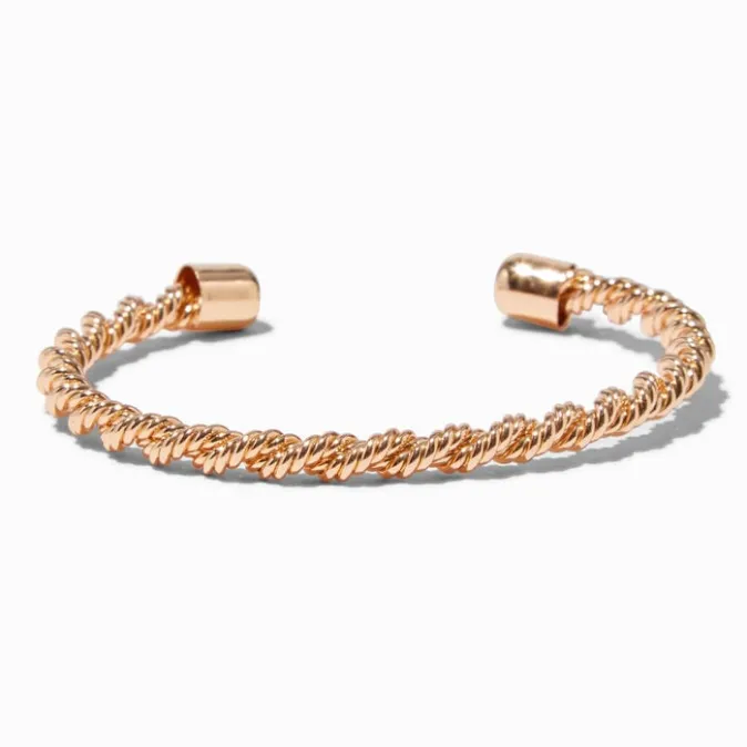 ICING Gold-tone Twisted Rope Cuff Bracelet