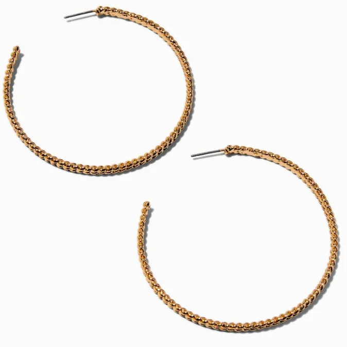 ICING Gold-tone Twisted Rope 60MM Hoop Earrings