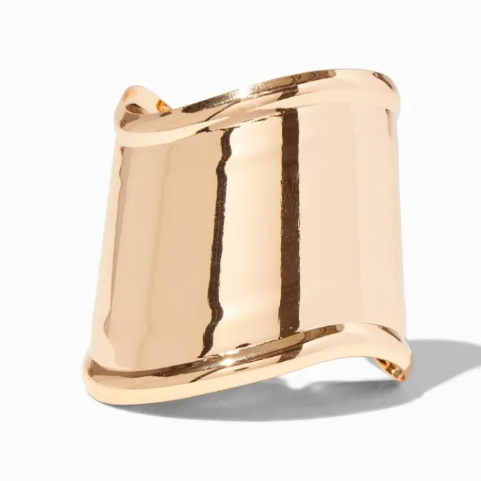 ICING Gold-tone Wide Curved Cuff Bracelet