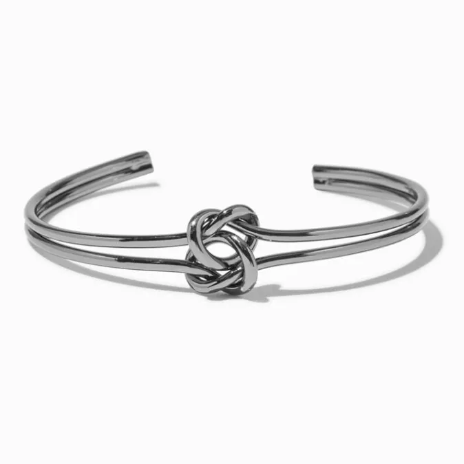 ICING Hematite-tone Double Knot Cuff Bracelet