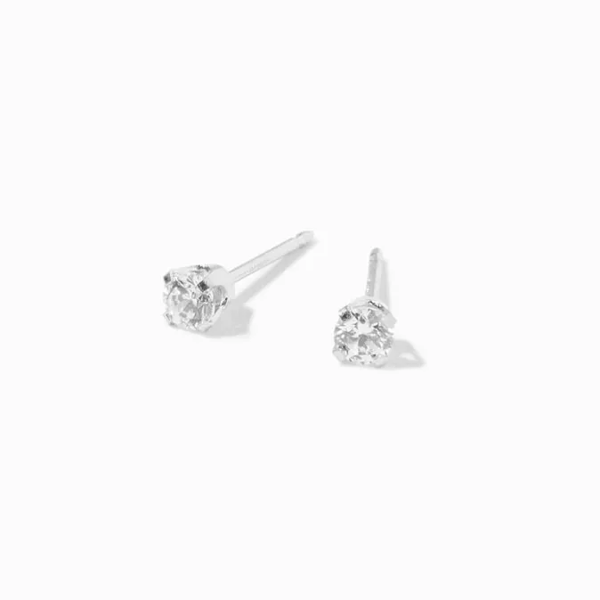 ICING Exclusive Platinum 3mm Cubic Zirconia Studs Ear Piercing Kit with Ear Care Solution