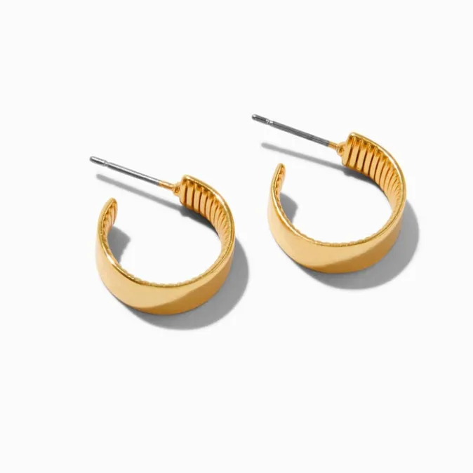 ICING Select 18k Yellow Gold Plated 14MM Textured Hoop Earrings