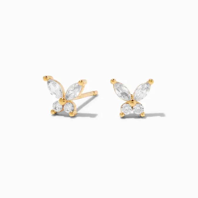 ICING Select 18k Yellow Gold Plated Cubic Zirconia Butterfly Earrings