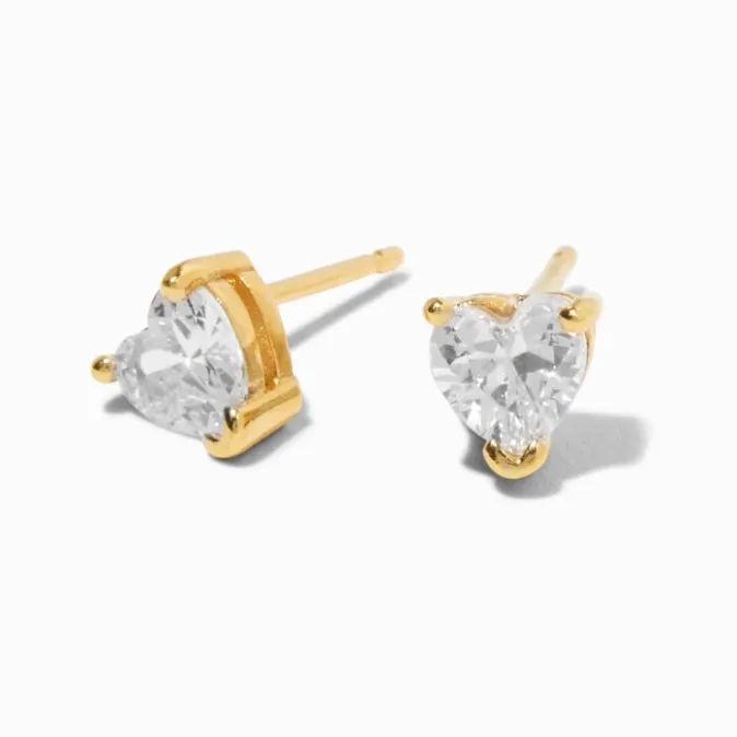 ICING Select 18k Yellow Gold Plated Cubic Zirconia Heart Stud Earrings