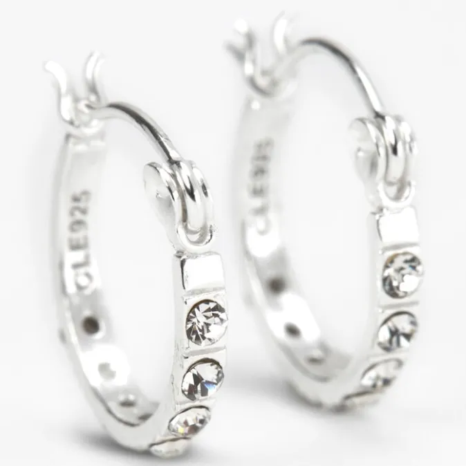 ICING Select Sterling Silver 12MM Crystal Embellished Hoop Earrings