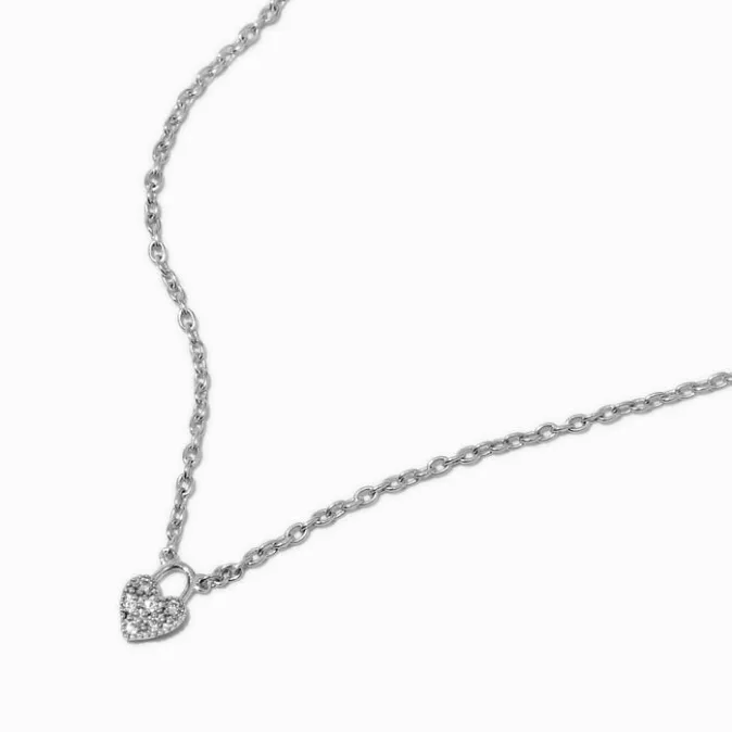ICING Select Sterling Silver 1/20 ct. tw. Lab Grown Diamond Pav&eacute; Heart Lock Pendant Necklace