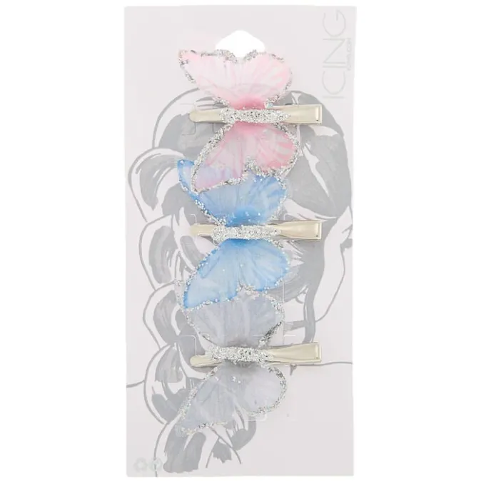 ICING Iridescent Pastel Butterfly Hair Pins - 3 Pack