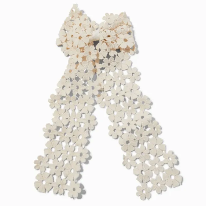 ICING Ivory Floral Crochet Bow Hair Clip