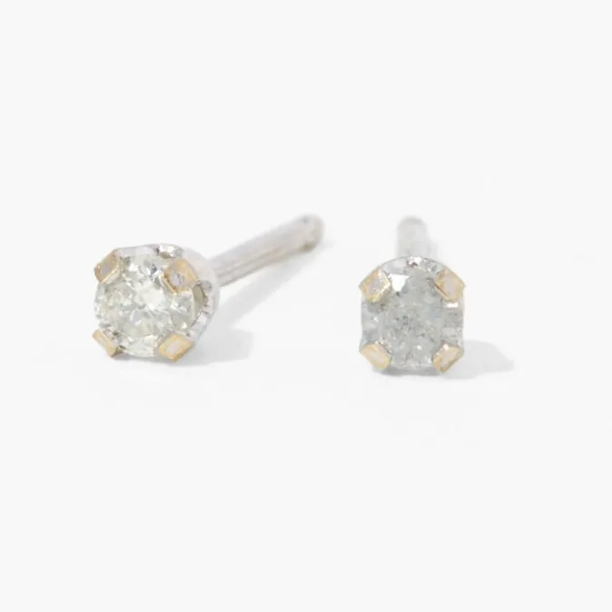 ICING 14kt White Gold 0.1 ct tw Diamond Studs Ear Piercing Kit with Ear Care Solution