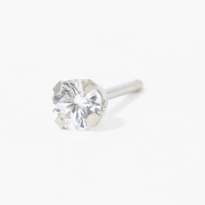 ICING 14kt White Gold 3mm CZ Single Stud Ear Piercing Kit with Ear Care Solution