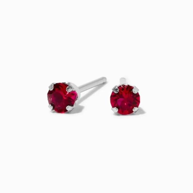 ICING 14kt White Gold 3mm January Garnet Crystal Ear Piercing Kit with Ear Care Solution