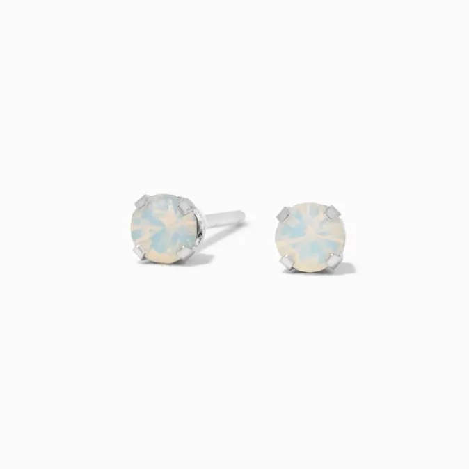 ICING 14kt White Gold 3mm Opal Crystal Studs Ear Piercing Kit with Ear Care Solution