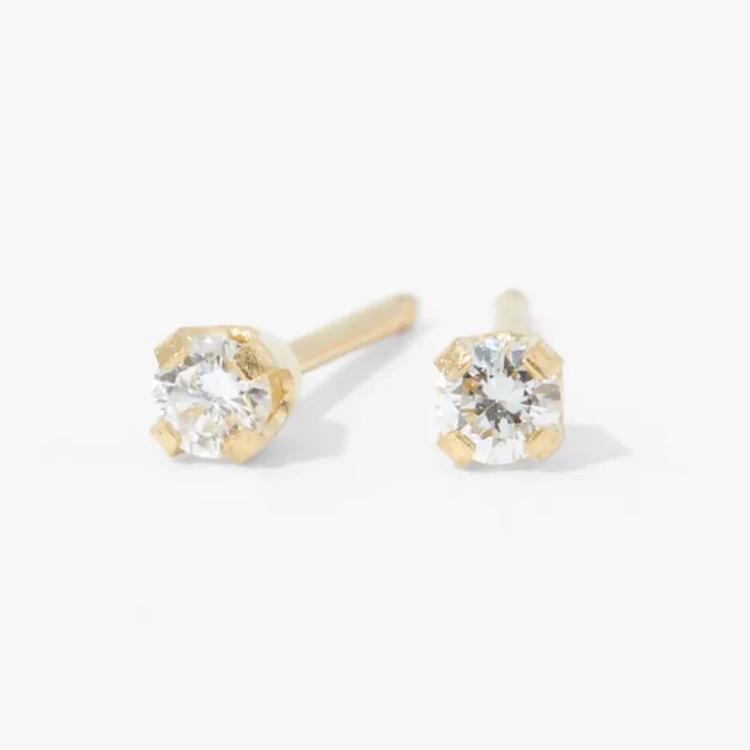 ICING 14kt Yellow Gold 0.1 ct tw Laboratory Grown Diamond Studs Ear Piercing Kit with Ear Care Solution