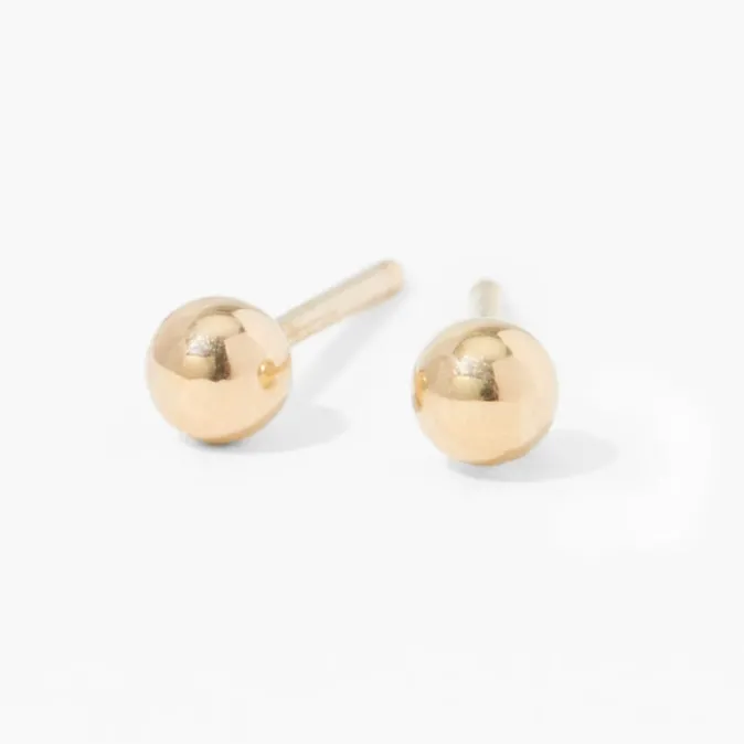 ICING 14kt Yellow Gold 3mm Ball Studs Ear Piercing Kit with Ear Care Solution