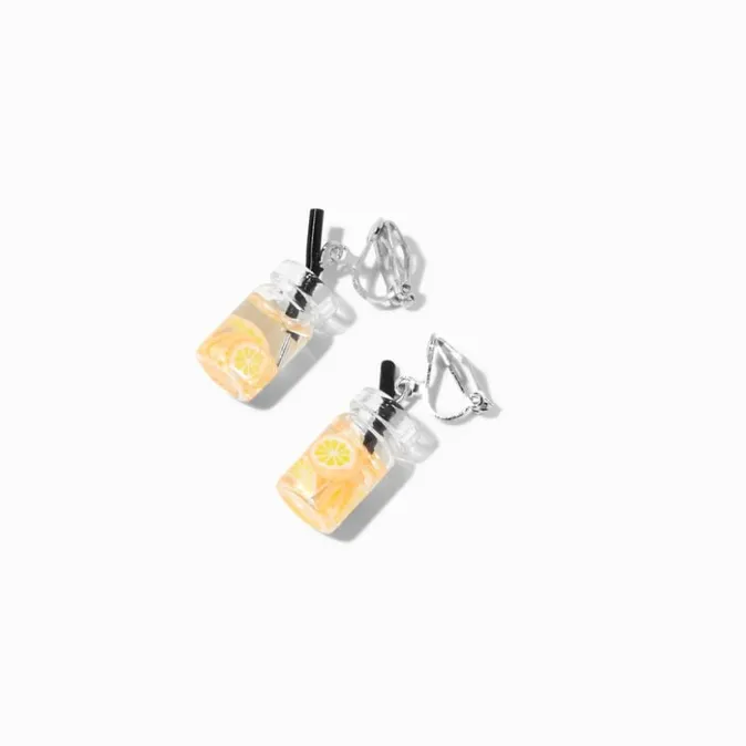 ICING Lemon Water 1" Clip-On Drop Earrings