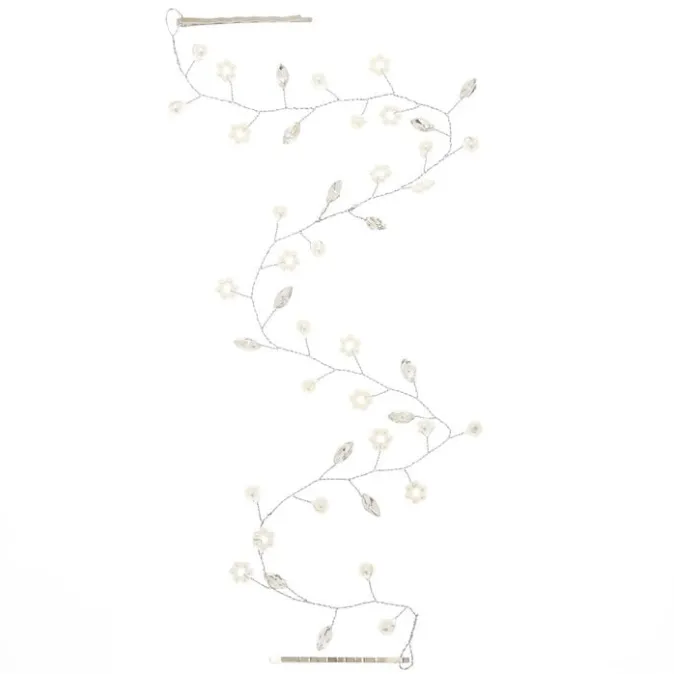 ICING Long Silver Pearl & Crystal Hair Vine