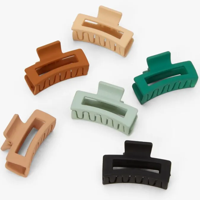 ICING Matte Muted Rectangle Hair Claws - 6 Pack