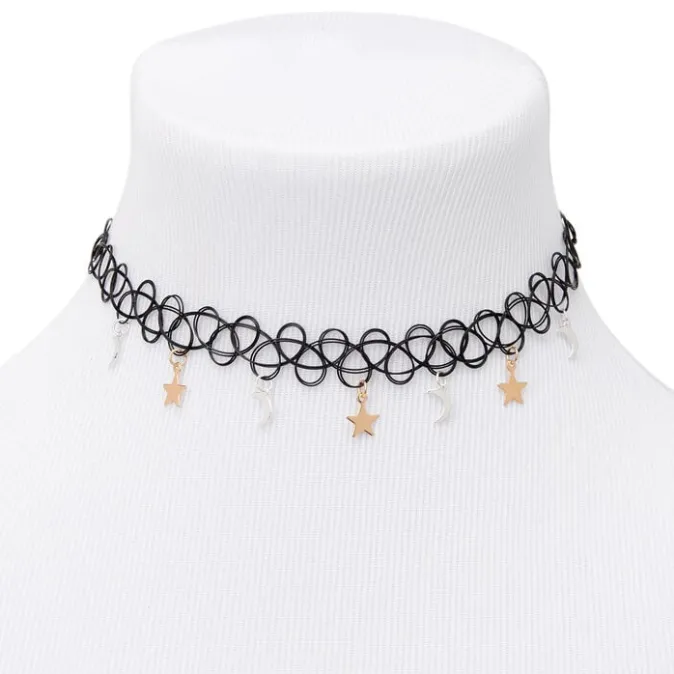 ICING Mixed Metal Celestial Tattoo Choker Necklace