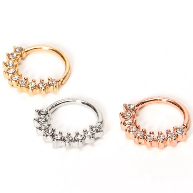 ICING Mixed Metal 18G Crystal Luxe Cartilage Hoop Earrings - 3 Pack
