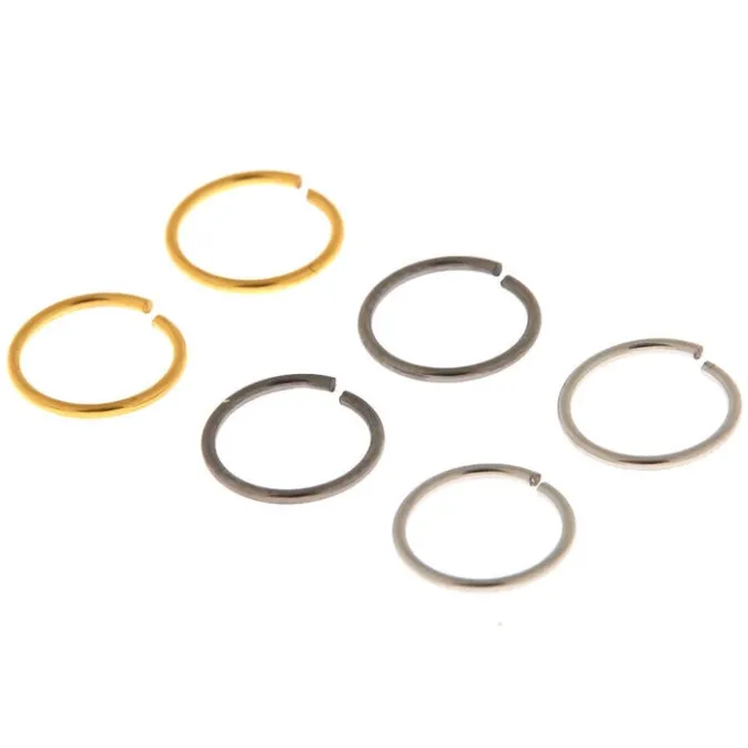 ICING Mixed Metal 20G Solid Hoop Nose Rings - 6 Pack