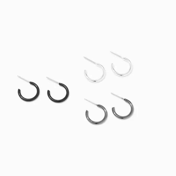 ICING Mixed Metal 15MM Huggie Hoop Earrings - 3 Pack